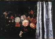 SPELT, Adrian van der Flower Still-Life with Curtain  uig USA oil painting artist